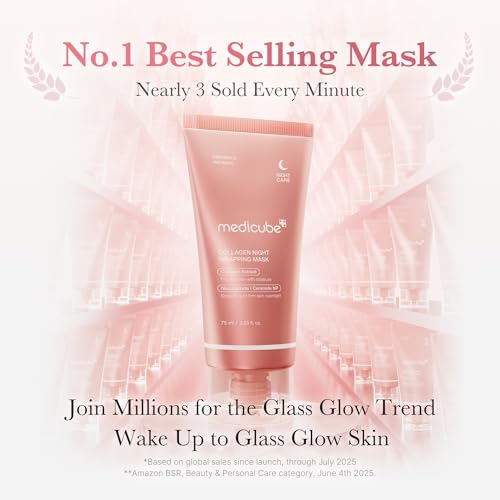 medicube All Day Glass Glow Skin Duo: Collagen Overnight Wrapping Peel Off Facial Mask Pack and Salmon DNA PDRN pink collagen jelly gel mask (4ea)