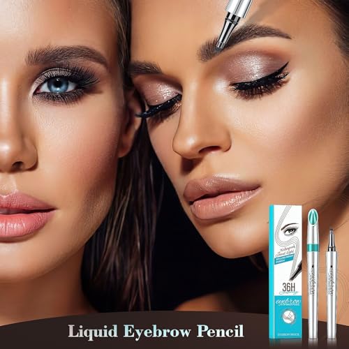 Eyebrow Pencil Microblade Brow Pen, 3D Waterproof Microblading Eyebrow Pen 4 Fork Tip, Long-Lasting & Waterproof (Dark Brown)