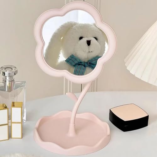 Flower-Shaped Makeup Mirror for Desk & Vanity - KEAINVRN Pink