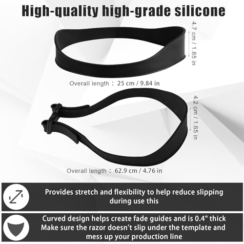 Hair Trimming Guide Bands, Black Silicone Fade Cutting Tool Set