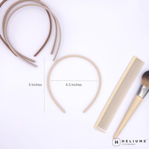 Heliums Thin Headbands For Women - 8mm Stylish Hairbands for Girls, 4 Count, Blends with Hair Color (Dark Blonde, Sandy, Beige and Ash Blonde)