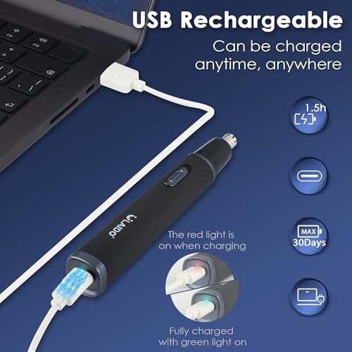 Nose Ear Hair Trimmer for Men, Rechargeable 3 in 1 Grooming Kit for Nose, Ear, Eyebrow & Body Hair, No Pull No Snag Painless Trimming with 3 Replacement Heads
