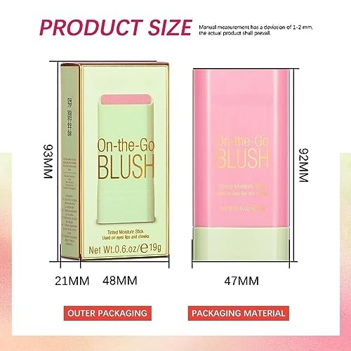 Lovelycat On-the-Go Makeup Blush Stick Tinted Moisture Stick, Shadow Lips Cheek Blusher Creamy Long Lasting Natural Nude for All Skin Natural Waterproof, Long Lasting (Pink)