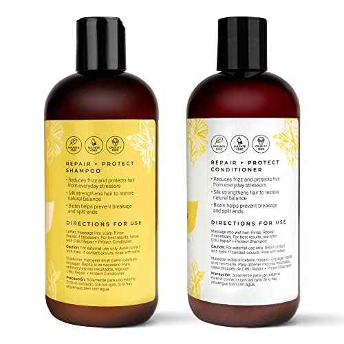 CIBU Repair + Protect Shampoo and Conditioner Set - Safe for Color-Treated Hair, Paraben Free, and Sulfate Free Shampoo and Conditioner for Women - Restores Damaged Hair and Protects From Breakage