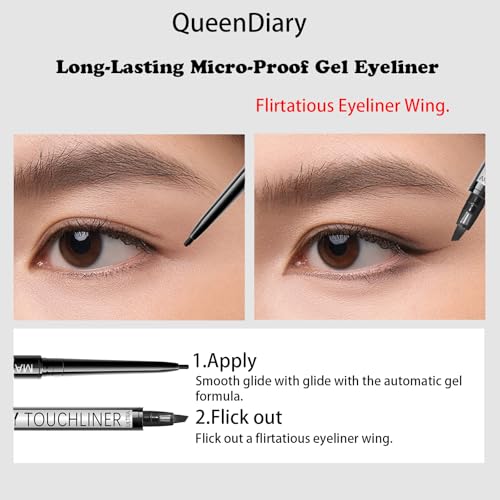 Waterproof Eyeliner Pencil - 24H Black Gel Liner with Precision Tip