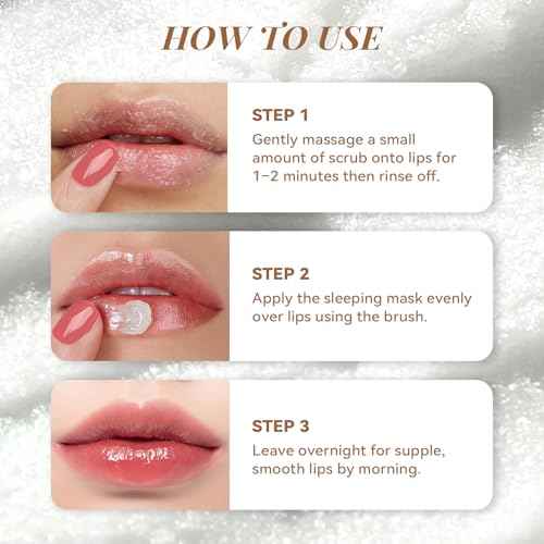 ANAI RUI Coconut Lip Scrub & Lip Mask Set with Shea Butter, Lip Scrubber Exfoliator Enriched with Vitamin E, Sugar Scrub for Dry Lips, Hydrating Lip Mask for Overnight Use, Christmas Gifts for teens