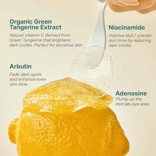 GOODAL Green Tangerine Vitamin C Eye Patches 60 Sheets ? Hydrating Gel Under Eye Masks for Tired Puffy Eyes, Korean Skincare, Glass Skin Look, Daily Self Care Essentials