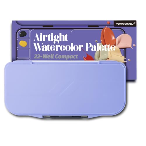 Transon Purple Folding Watercolor Palette with Lid, 18 Wells & Removable Mixing Tray