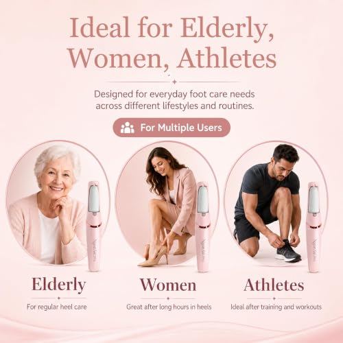 Electric Callus Remover for Dry Heels - 2 Speeds, Rechargeable, Pink