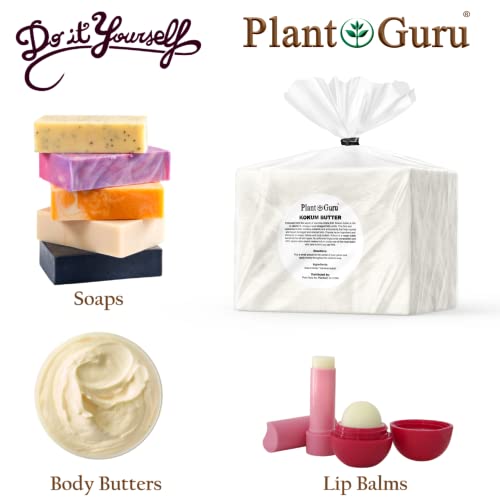 Plant Guru Raw Kokum Butter 3 lbs. Bulk 100% Pure Natural - Great for Skin, Body and Hair Moisturizer, DIY Creams, Balms, Lotions and Soap Making.