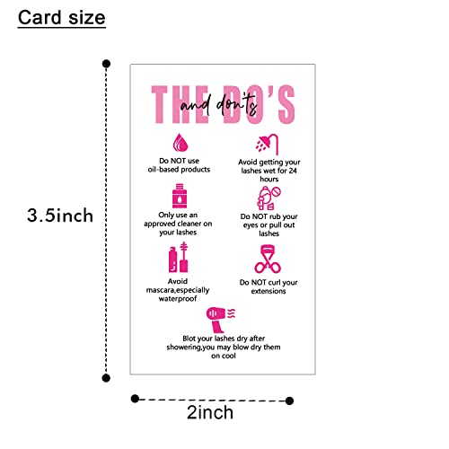 Lash Instructions Cards,Lash Extension Aftercare Instructions Cards 50 Pack Eyelash After Care Card for Business,Client Double Sided 3.5 x 2 inch-Pink