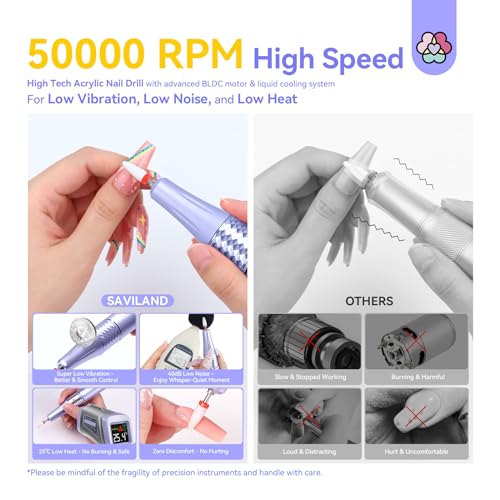 SAVILAND Purple Electric Nail Drill 50000RPM Professional Fast Removal