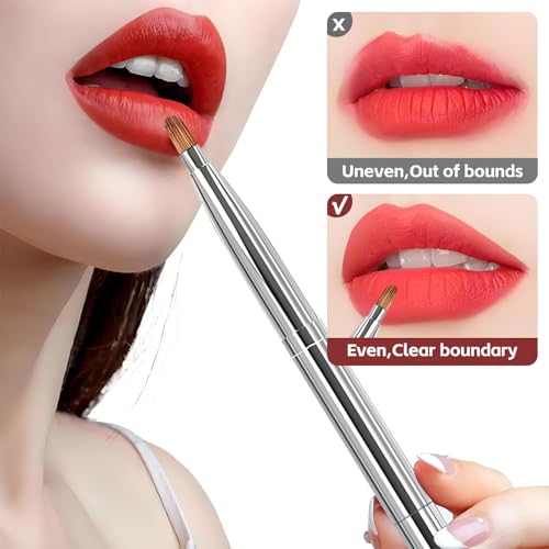 Silver Dual-Ended Retractable Lip Brush with Protective Cap
