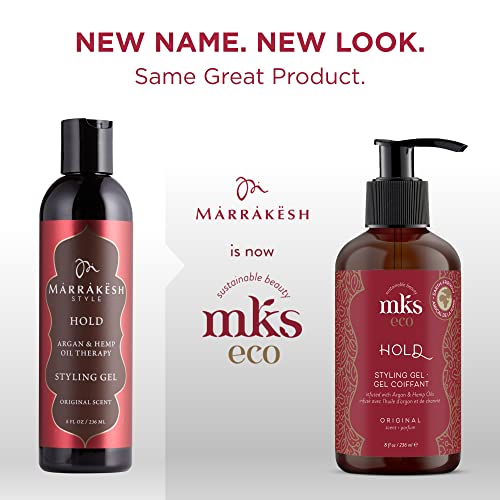 MKS eco Hold, Original Scent - 8 oz - Styling Gel - Medium, Flexible Hold - With Moroccan Argan Oil, Hemp Seed Oil - Vegan & Cruelty Free - Safe for Color-Treated Hair