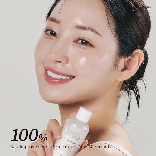 R60 Rice Enzyme Face Wash Powder ? Exfoliating Facial Cleanser with Rice Bran Extract, Gentle Powder Wash for Sensitive Skin, Deep Pore Care, Korean Skin Care, Fragrance Free, 1.76oz
