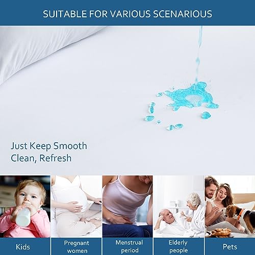 Waterproof Mattress Protector Twin Size,Mattress Cover Protector, Smooth Top Mattress Protector for Kids, Breathable Skin Friendly and Noiseless Fitted Sheet,Twin Size,Polyester