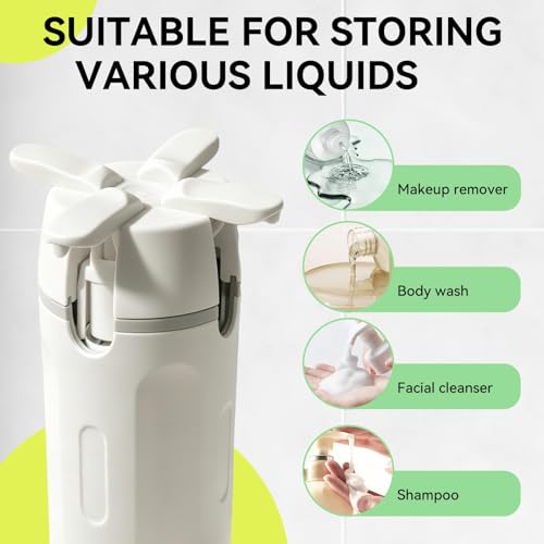 HABSKT White 4-in-1 Travel Dispenser with Pump - Refillable Toiletry Bottles Set