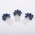 Dark Blue Rhinestone Crystal Bride Hair Comb Set