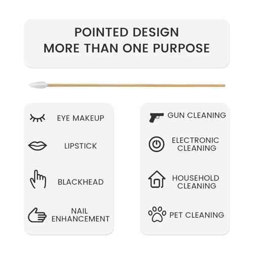 200 PCS 6-Inch Precision Gun Cleaning Swabs - Lint-Free Bamboo-Handle Cotton Swabs for Gun Cleaning, Makeup & Electronics