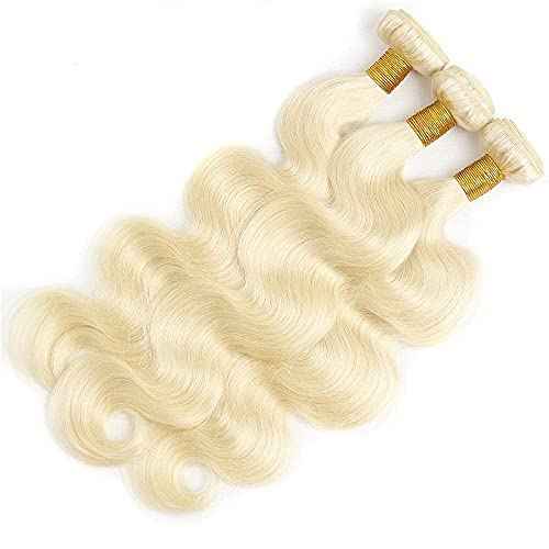 22 24 26 Inch Inch Blonde 613 Body Wave Bundles Human Hair Unprocessed Brazilian Virgin Quick Weave Bundles Double Weft for Black Women