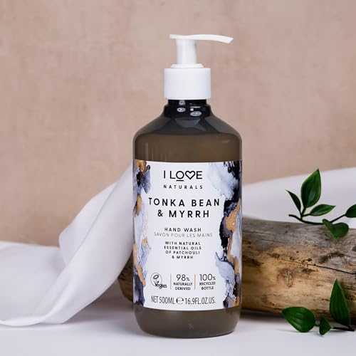 I Love Naturals Tonka Bean and Myrrh Hand Wash - Hydrating Hand Soap with Essential Oils - Skin-Smoothing Formula - Plant-Based Cleansers - 16.9 oz