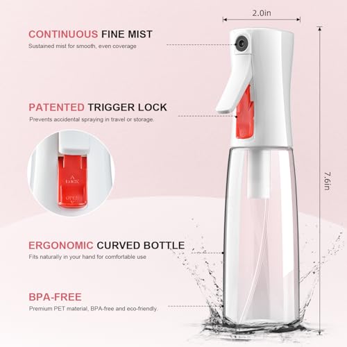 Continuous Spray Bottle for Hair - Ultra-Fine Misting 2pk 6.1oz