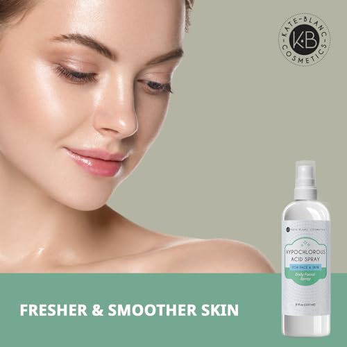 Kate Blanc Cosmetics Hypochlorous Acid Spray for Face and Skin. Gentle Facial Cleanser for Acne-Prone & Sensitive Skin with .02% HOCl (8oz)