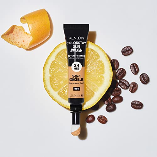 Revlon ColorStay Skin Awaken 5-in-1 Concealer, Lightweight, Creamy Longlasting Face Makeup with Caffeine & Vitamin C, For Imperfections, Dark Circles & Redness, 005 Fair, 0.27 Fl Oz