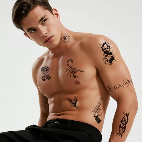 Barbed Wire Temporary Tattoos - 4 Sheet Halloween Costume Set
