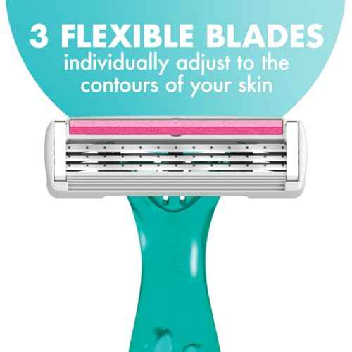 BIC Soleil 3 Simply Women's Disposable 3 Blade Razors, Moisture Strip and Floral Handles, 5-Pack