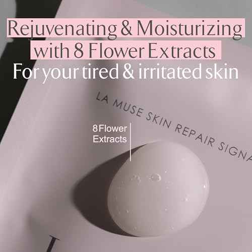 LA MUSE Biocellulose Signature Face Mask(5ea) | Deep Hydrating, Tightening & Firming Care for Skin Repair | Rejuvenating & Moisturizing | Cooling & Soothing Sensitive Skin | Face Mask Korean Skin Care