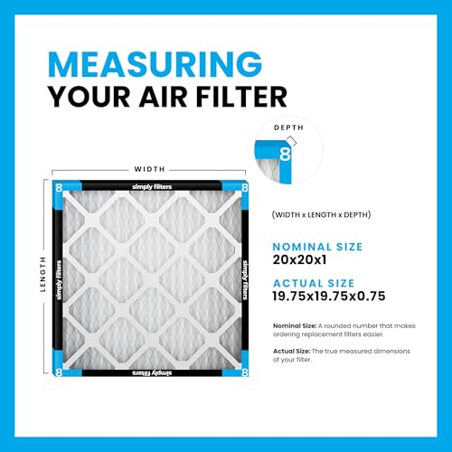 Simply 20x20x1 MERV 8 Air Filters - 6 Pack for HVAC Systems