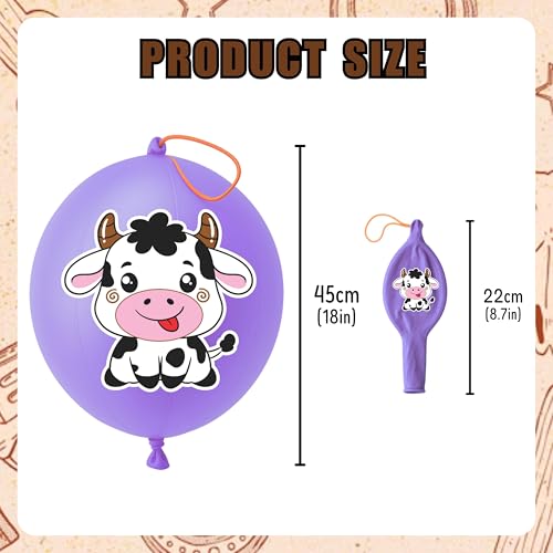 72 Pc Cow Party Favors – 24 Punch Balloons & 48 Tattoos