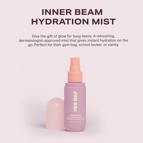 Yes Day Inner Beam Hydrating Face Mist for Teens ? Travel Size Facial Spray for Teens & Ages 10 Up, with Kiwano Melon, Glucosamine & Polyglutamic Acid (50ml / 1.7 fl oz)