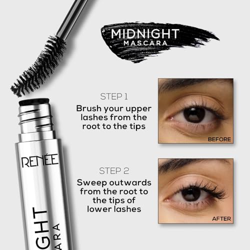 RENEE Midnight Mascara - 360° Wand, Black, Vitamin E