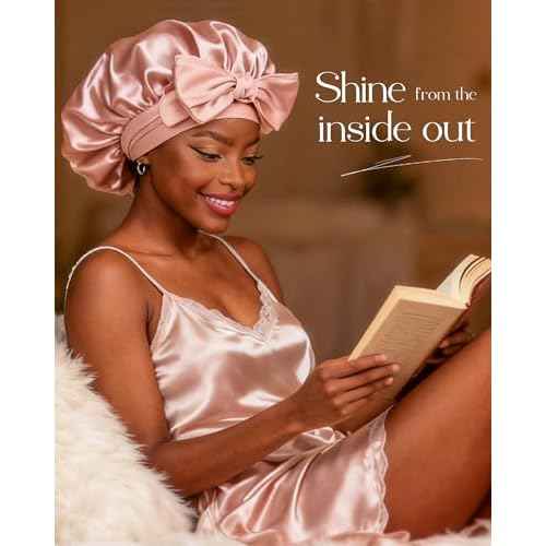 YANIBEST Silk Bonnet for Sleeping Women Adjustable Double Layer Satin Bonnet Reduce Friction Prevent Frizz Natural Curly Hair