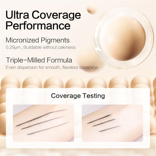 CARSLAN Full Coverage Concealer, Lightweight 12H Long-Wear Liquid Concealer with Skincare Ingredients, Helps Conceal the Look of Dark Circles, Redness & Imperfections, 0.42 Fl Oz (02)