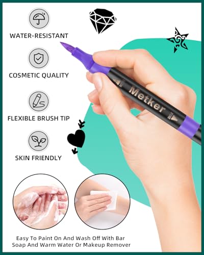 Metker Temporary Tattoo Markers 16-Count with 77 Stencils