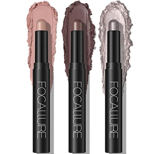 FOCALLURE Cream Eyeshadow Stick Set - 3PC Waterproof Pencil