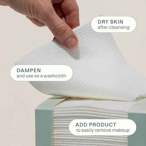 Cliganic Clean Face Towels XL, Disposable, Ultra-Absorbent, Hypoallergenic & Soft - Makeup Remover Dry Wipes, Pamper Your Face, Feel Fresh & Radiant, Hygienic Towelettes, for All Skin Types (50 Ct)