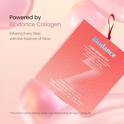 BIODANCE 7 Day Glow Up Kit: Collagen Gift Set for Glass-Skin, Korean Skin Care with Mask to Foam Cleanser, Toner Pads, Moisturizer, Gel Masks, All-in-One Skin Care Set