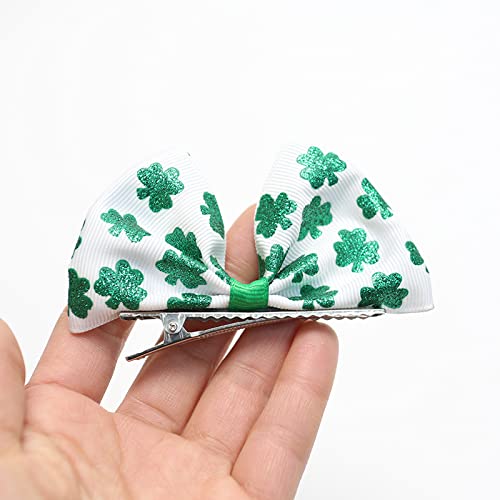 St. Patrick Bow Hair Clips Hairpin Grosgrain Ribbon Bows Holiday Barrettes JHSP07 (2 Pcs-Set A)