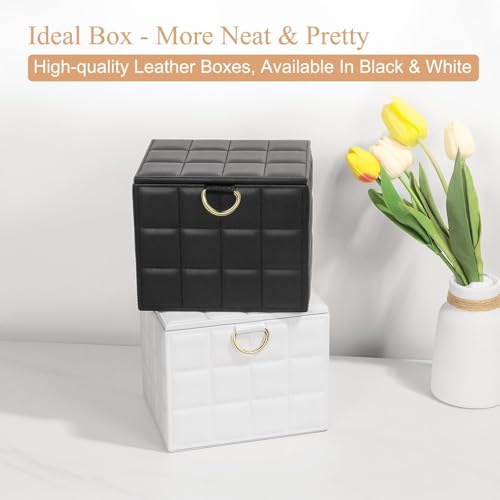 White Faux Leather Face Towel Holder Box XL