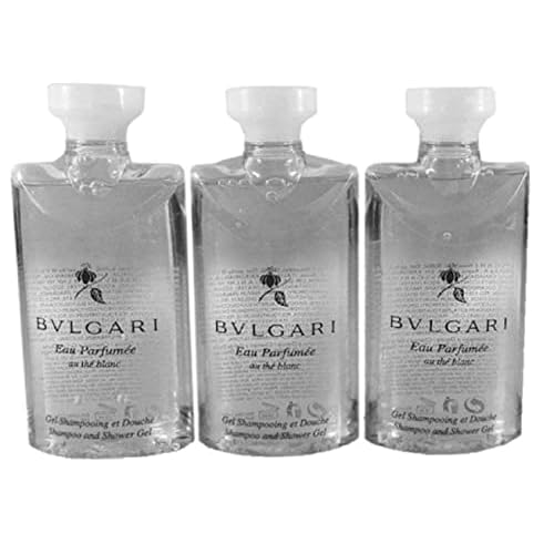 BVLGARI Au The Blanc (White Tea) Shampoo and Shower Gel Travel Size, 2.5 Ounce Bottles - Set of 3