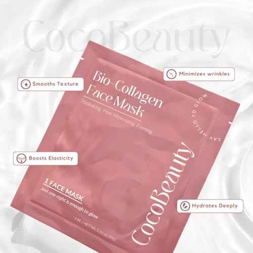 Bio Collagen Face Mask ? Hydrating & Anti-Aging Korean Collagen Sheet Masks, Deep Hydration, Smooths Fine Lines, Overnight Face Mask for Radiant Skin (4 pcs)