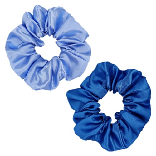 12 Pcs Assorted Blue Satin Silk Hair Scrunchies - 4.5 Inch Ties