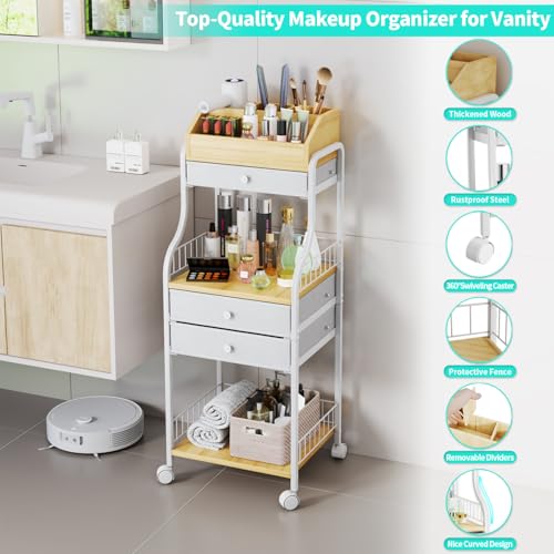 HapiRm Makeup Organizer Cart with Drawers – Vanity Storage for Skincare & Cosmetics