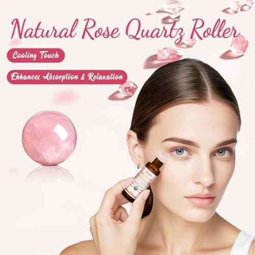 Organic Castor Oil with Real Rose Quartz Roll-On, 2 Pack for Face & Eyes ? Lash & Brow Growth, Under Eye Care, Skin Moisturizing, Cold-Pressed, Hexane-Free, Beauty Self-Care Gifts for Women