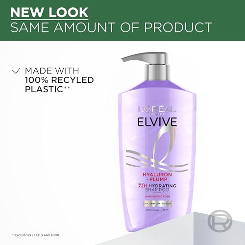 L'Oreal Paris Elvive Hyaluron Plump Shampoo & Conditioner Set - 72H Hydration for Dry Hair