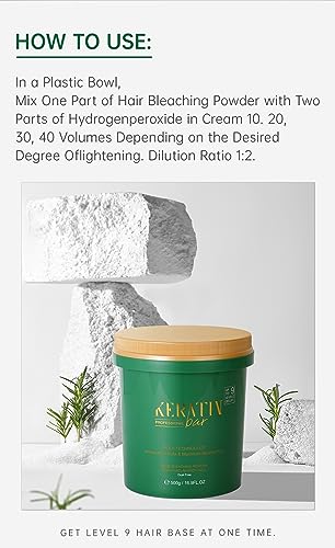 Professional Hair Bleach Powder - 9 Shades Lift - 16.9oz
